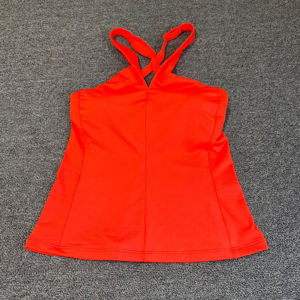 Athleta Womens Red Halter Yoga Tank Top with Built-in Shelf Bra XS Poppy Red